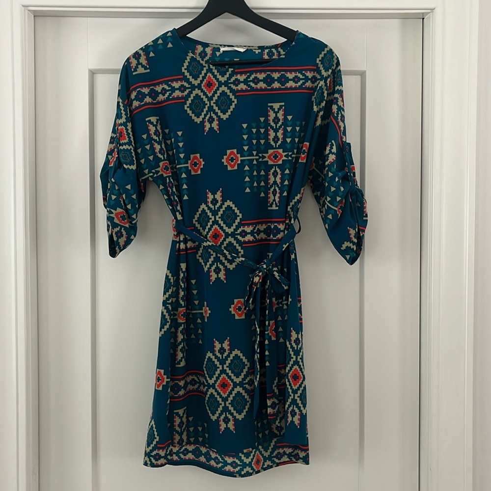 Blue patterned dress